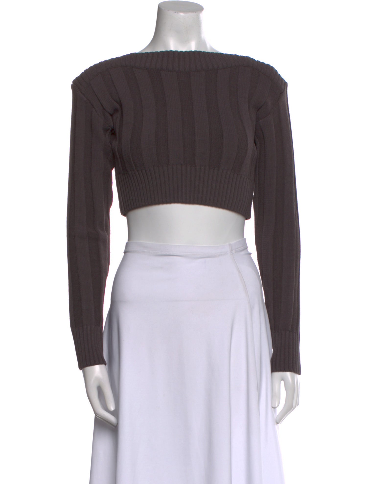 Low Classic Bateau Neckline Long Sleeve Crop Top