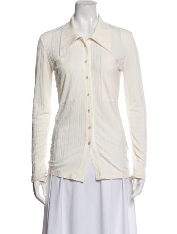 Pre-owned Low Classic Long Sleeve Button-up Top In White