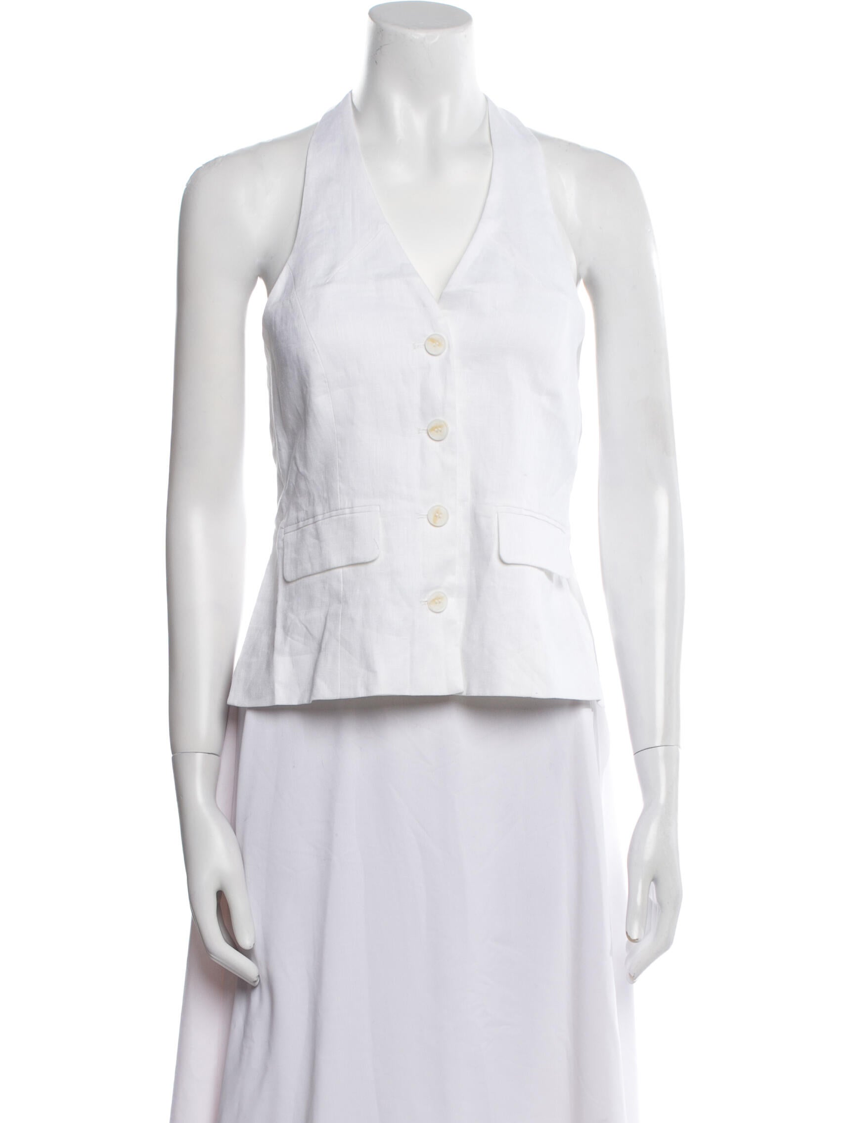 L. Cuppini V-Neck Sleeveless Button-Up Top w/ Tags