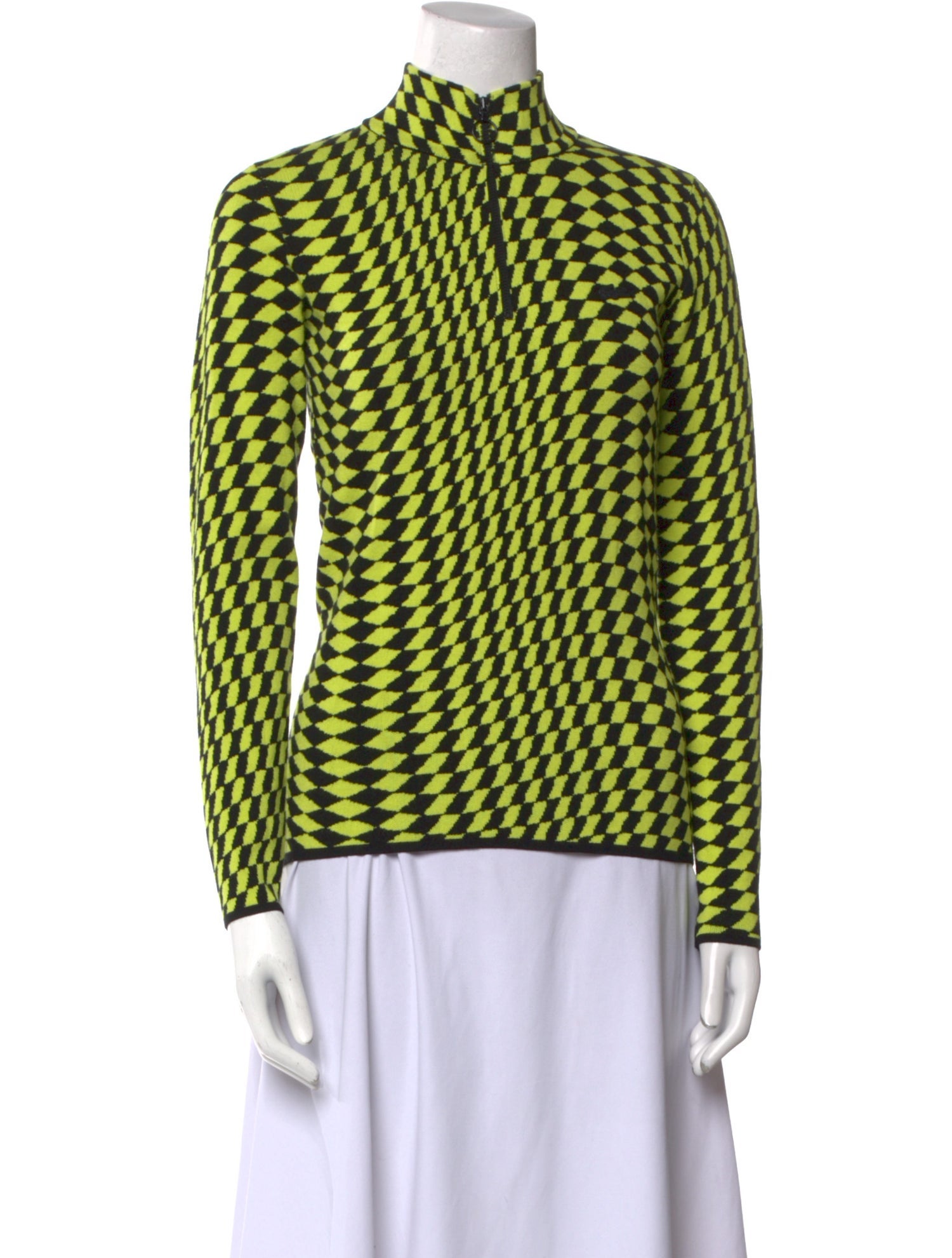 Lacoste Plaid Print Mock Neck Sweater