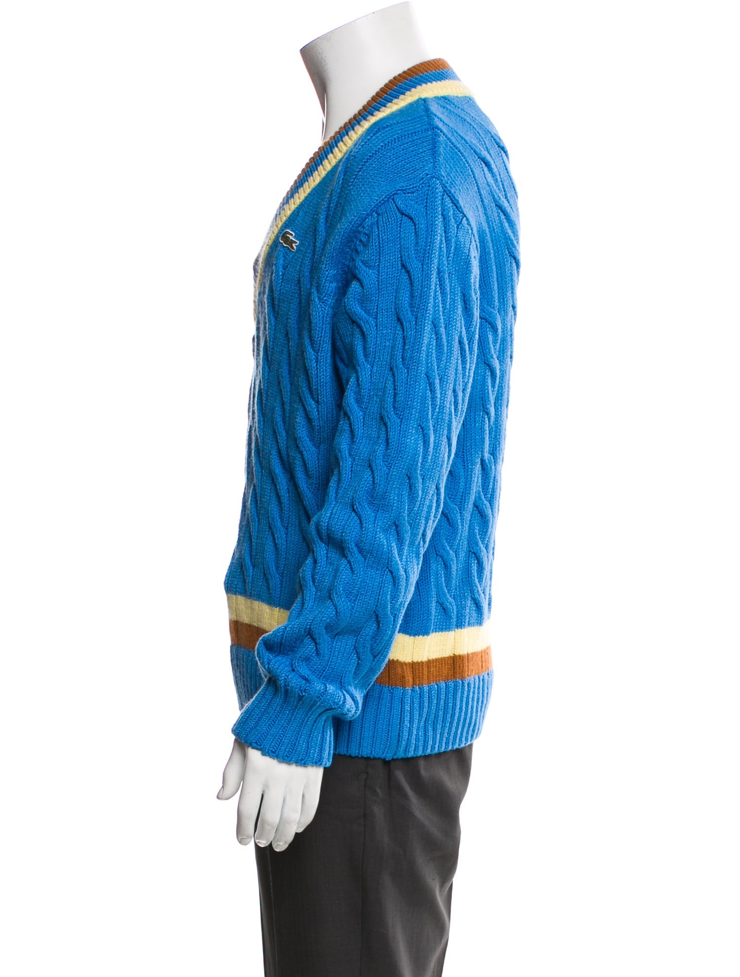 Lacoste Striped V-Neck Cardigan