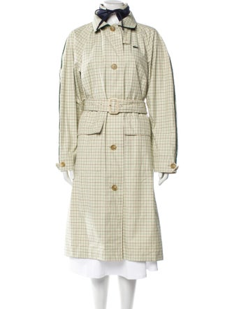 Lacoste Plaid Print Trench Coat