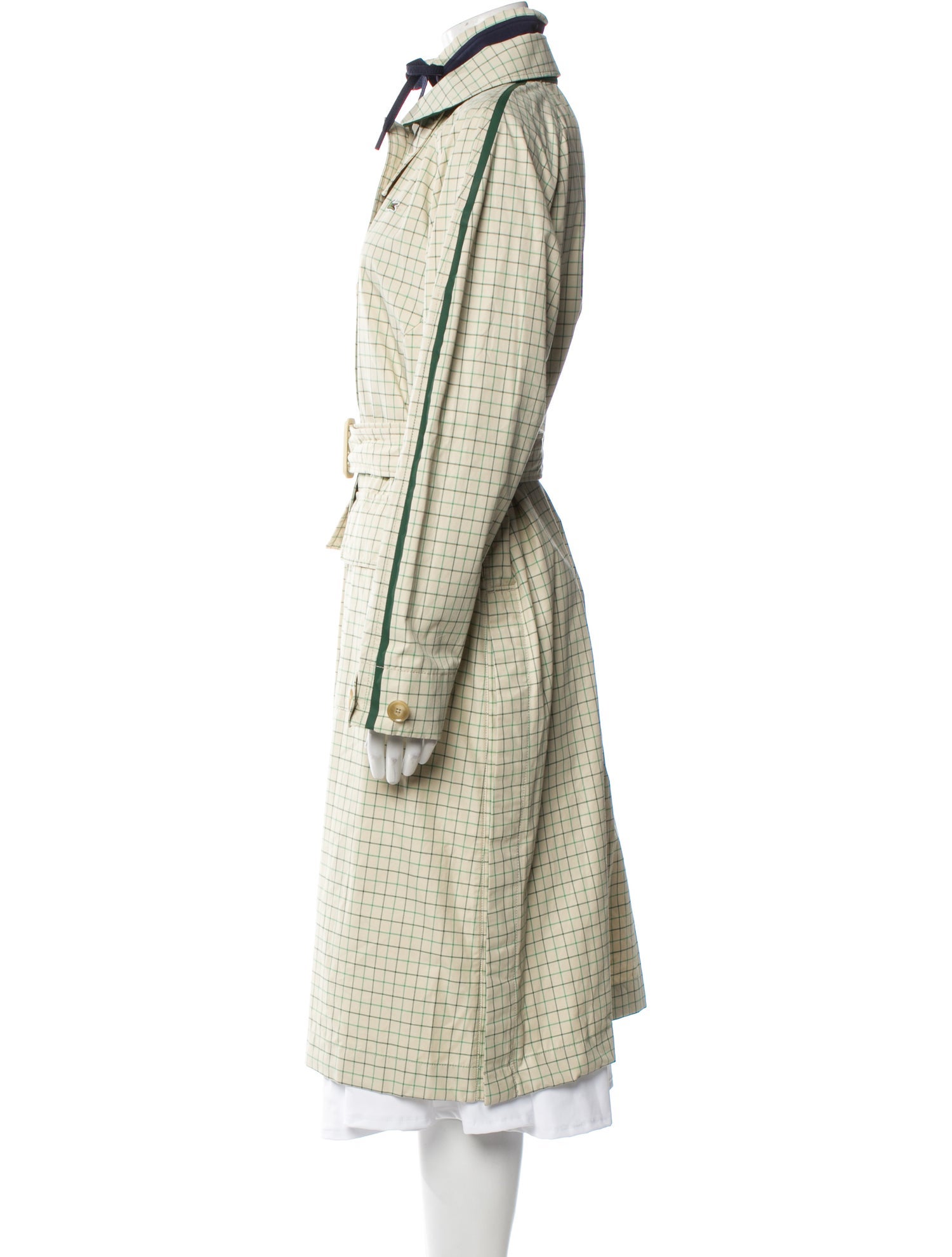 Lacoste Plaid Print Trench Coat
