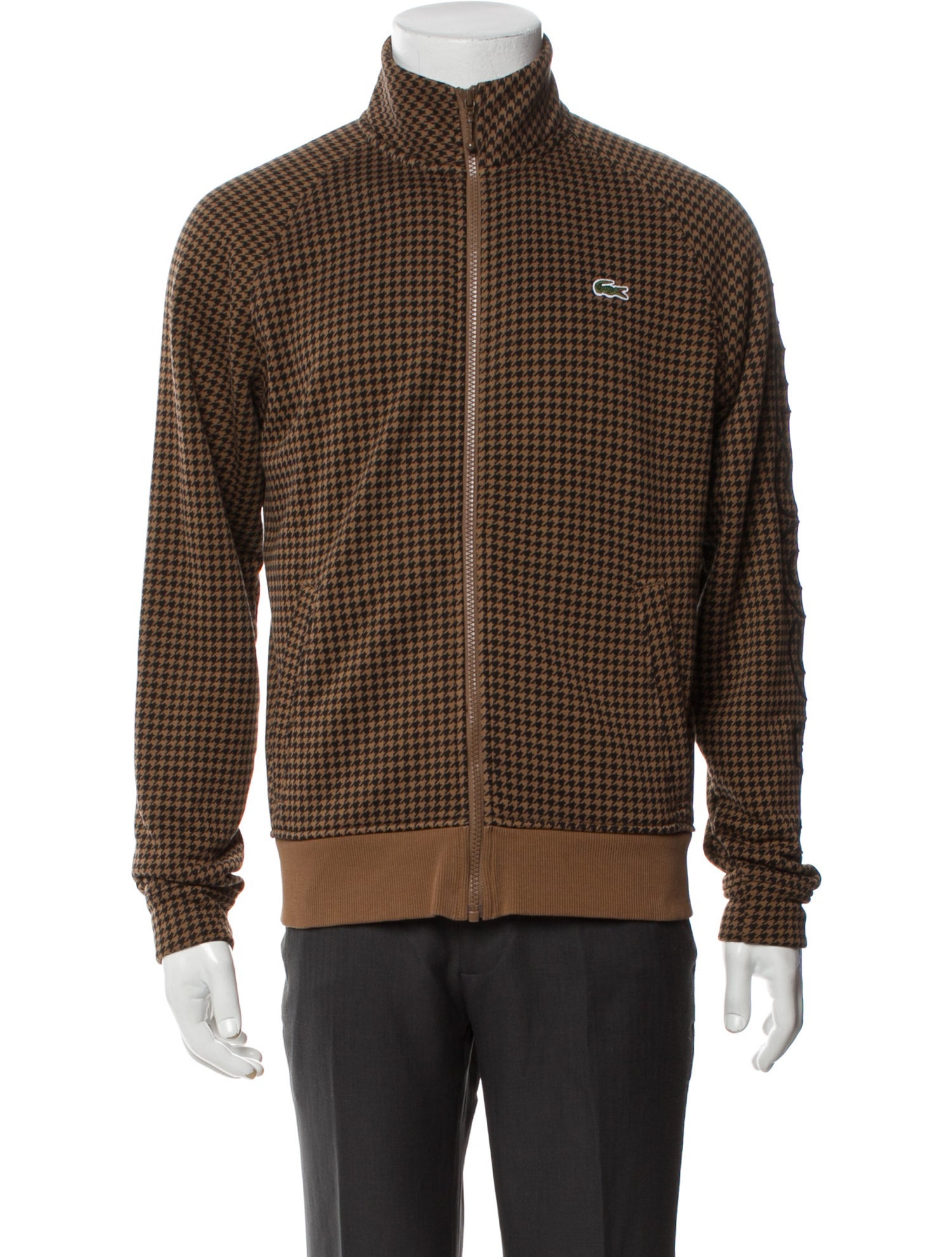Lacoste Houndstooth Print Moto Jacket