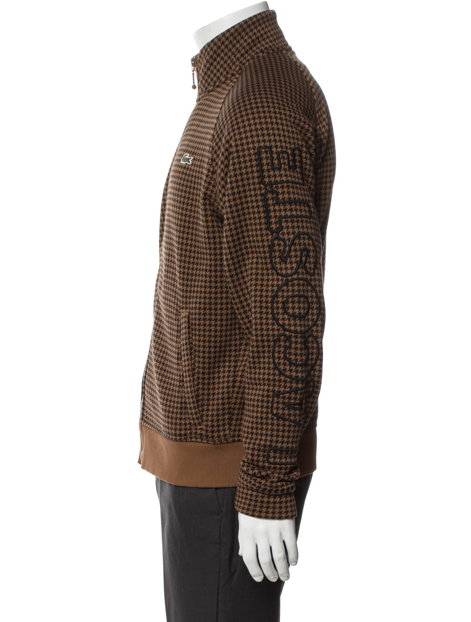 Lacoste Houndstooth Print Moto Jacket