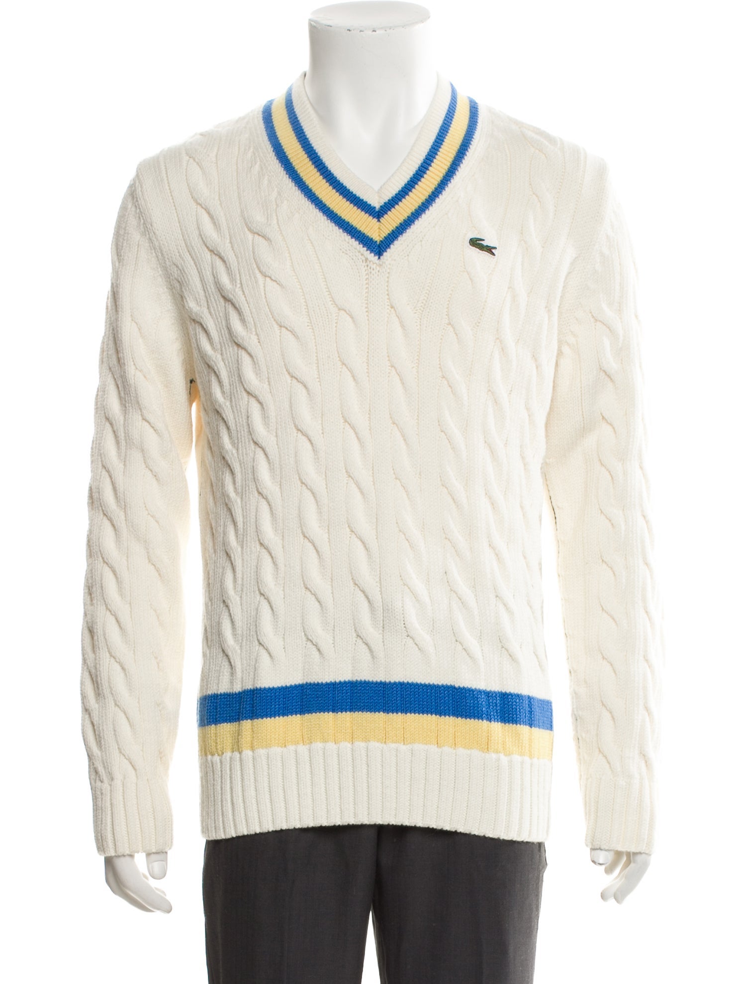 Lacoste Striped V-Neck Pullover