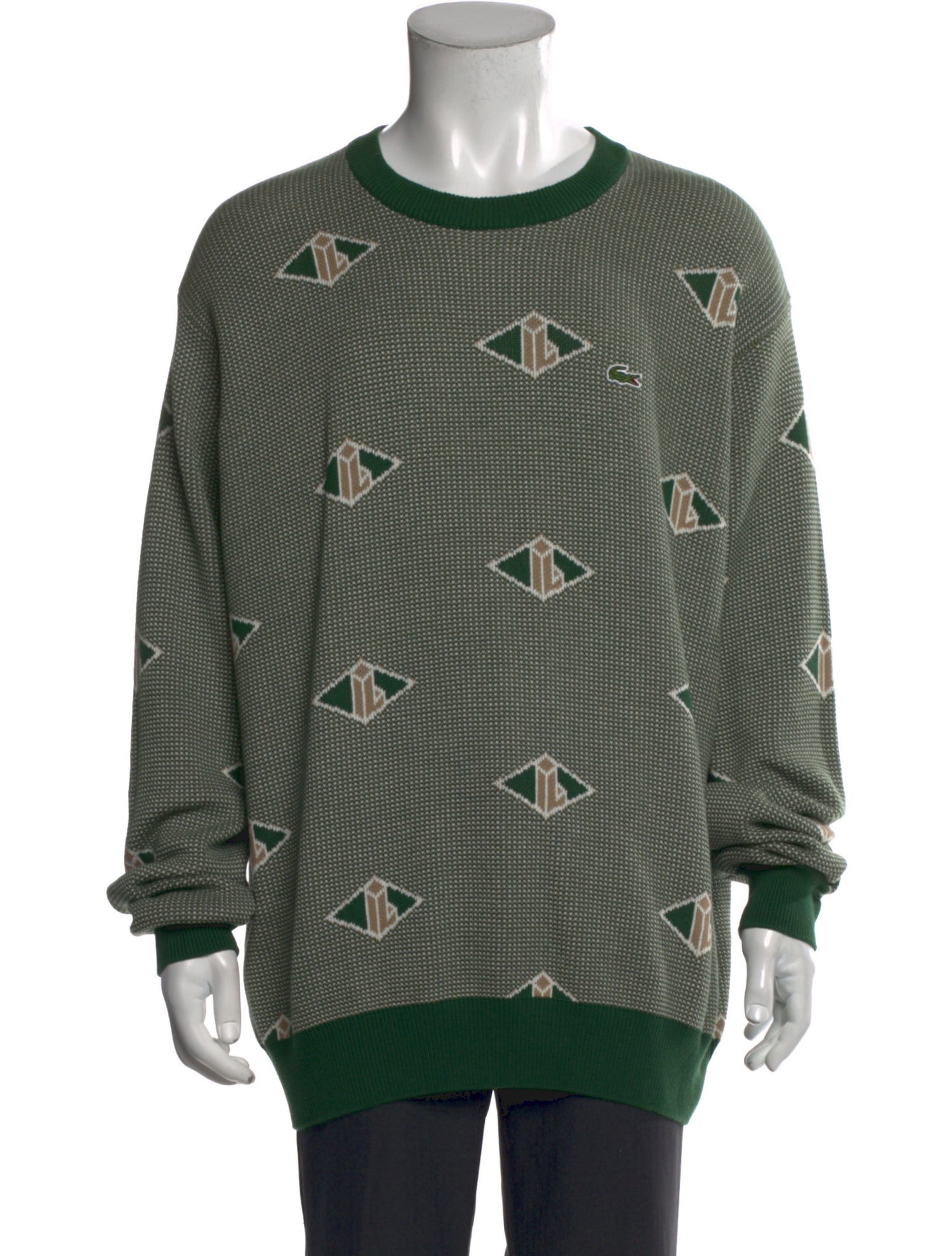 Lacoste Plaid Print Crew Neck Pullover