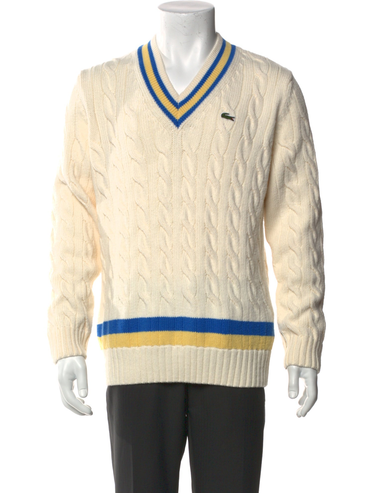 Lacoste Striped V-Neck Pullover