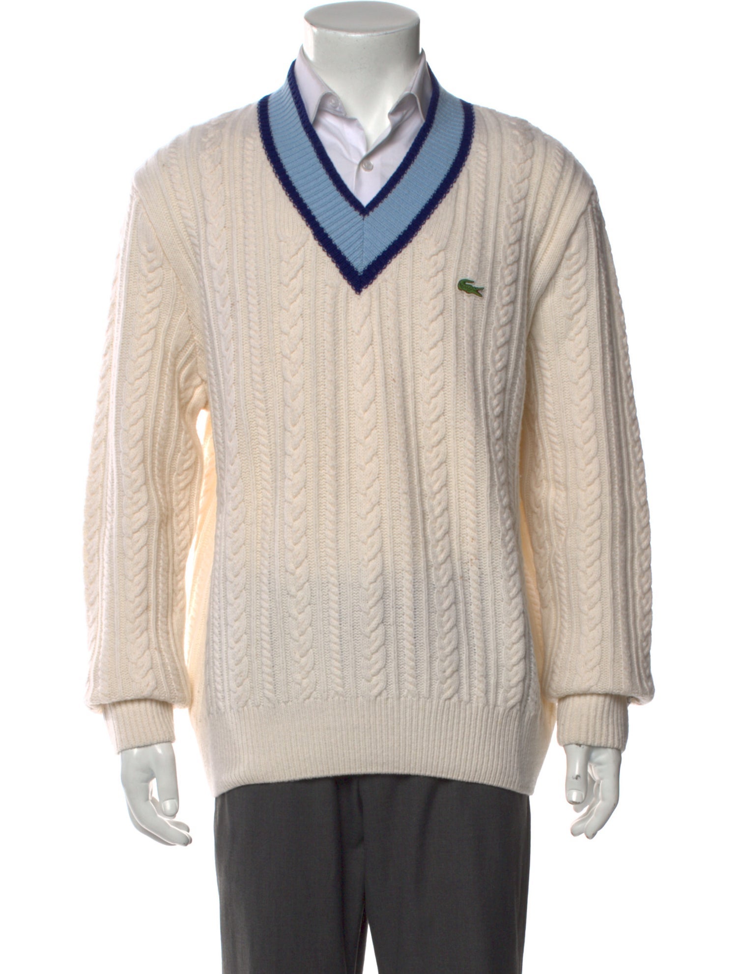 Lacoste Wool Colorblock Pattern Cardigan