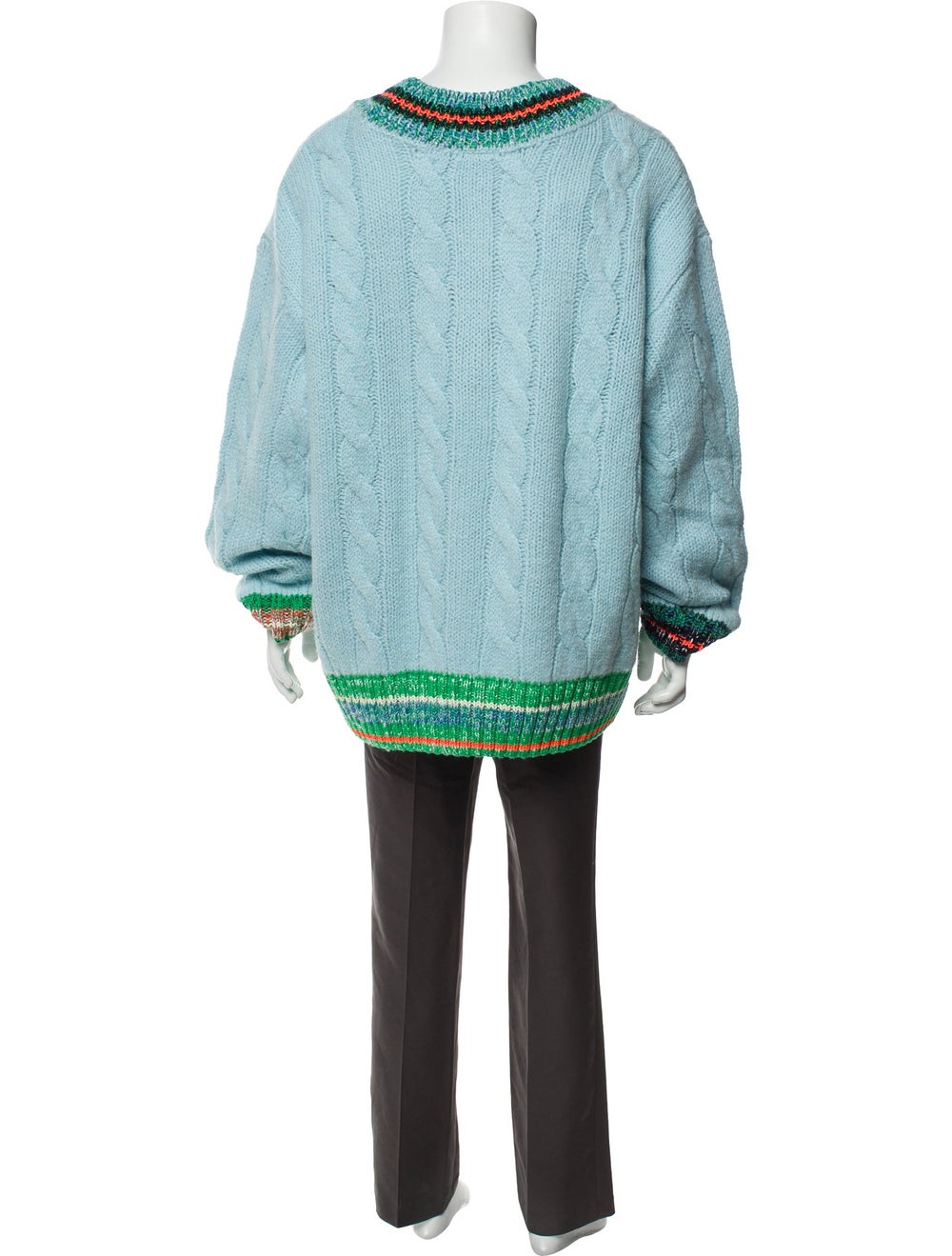 Lacoste Wool Pullover Blue Patterned Long Sleeve … - image 3