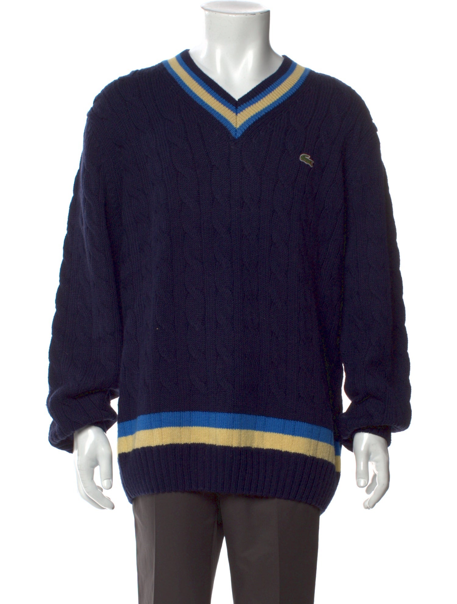 Lacoste Striped V-Neck Pullover