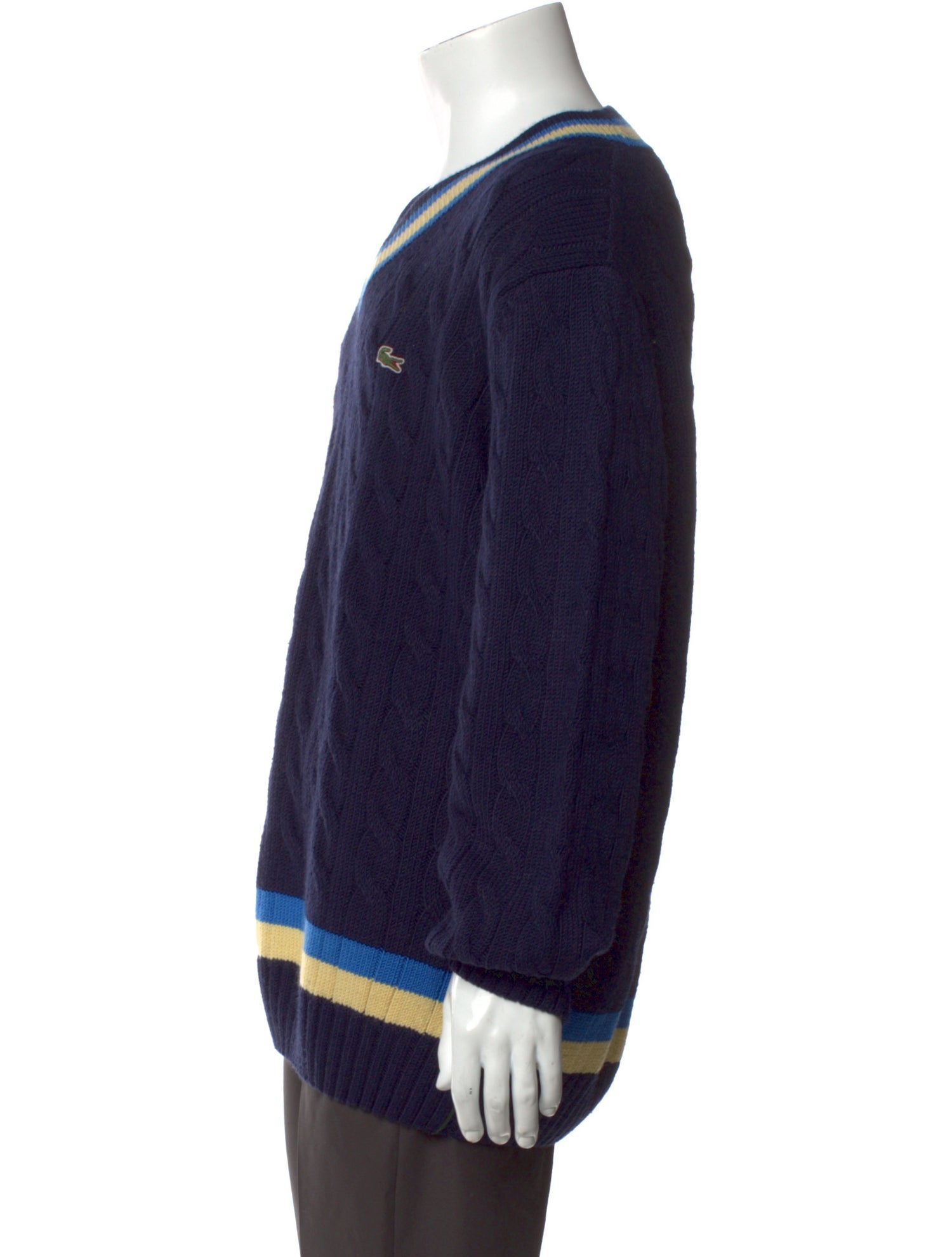 Lacoste Striped V-Neck Pullover