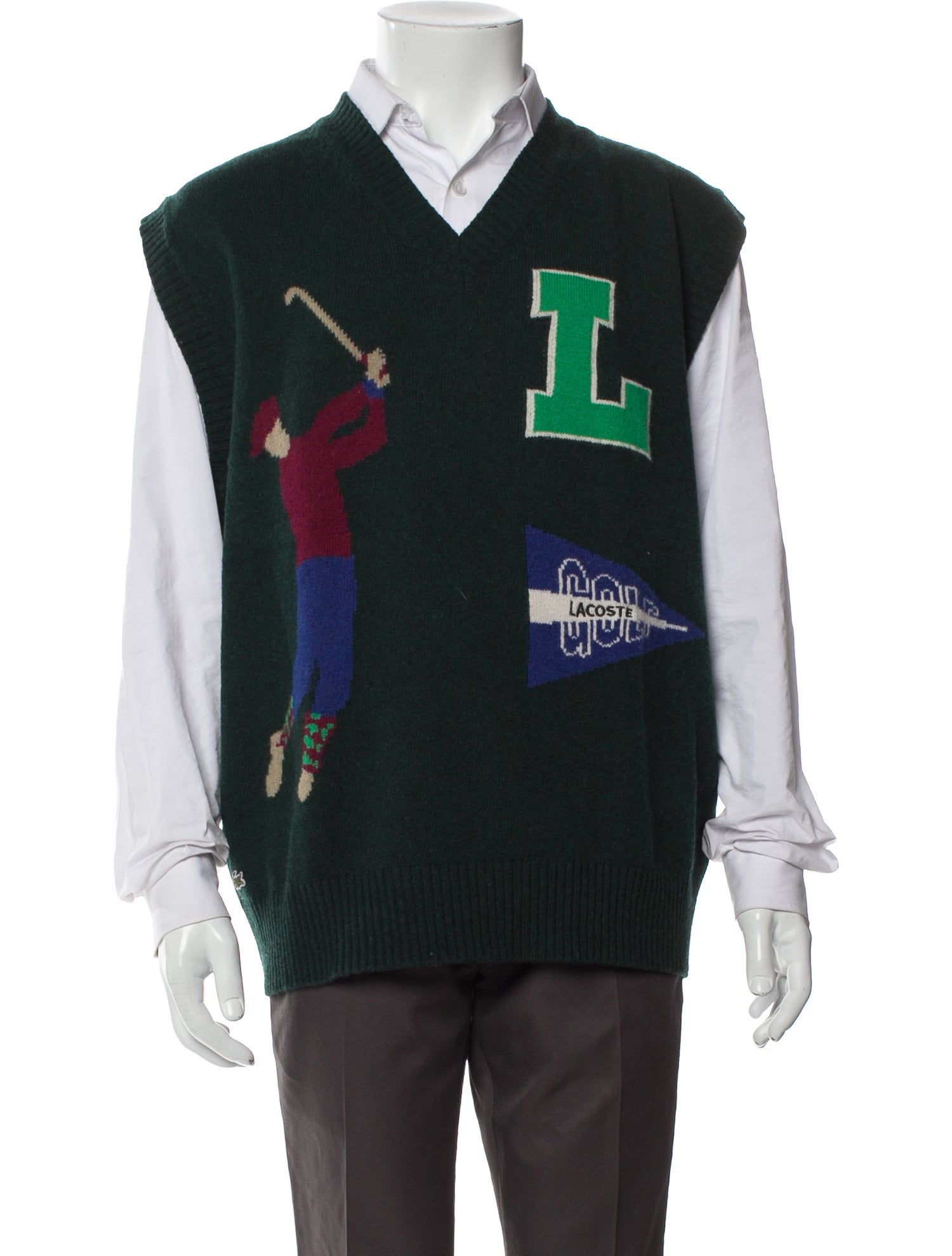 Lacoste Wool Graphic Print Sweater Vest