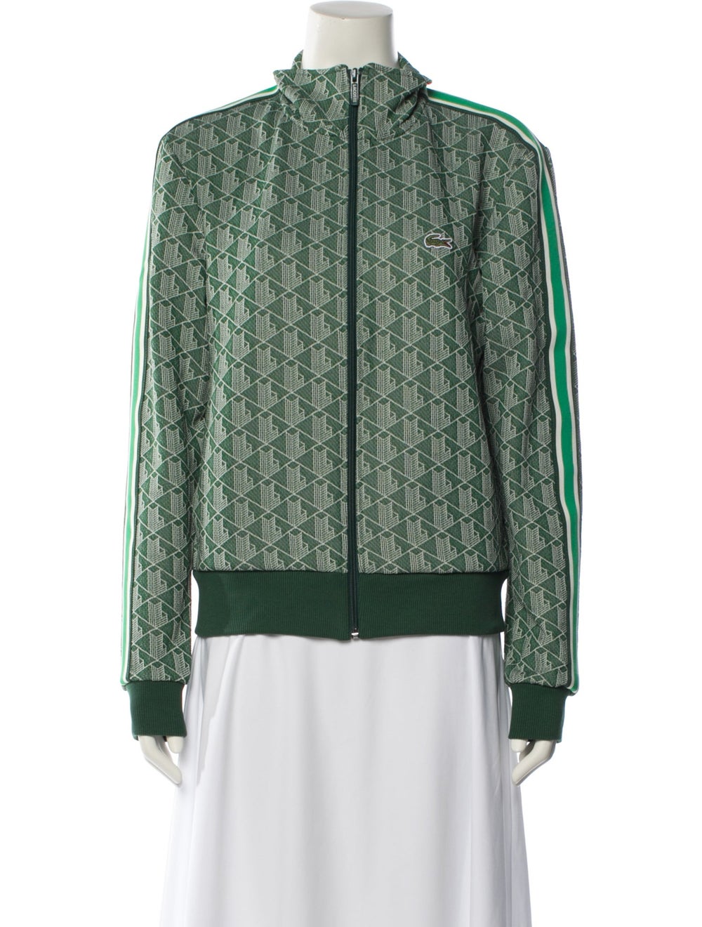 Lacoste Jacket Green Tweed Pattern Grosgrain Trim… - image 1