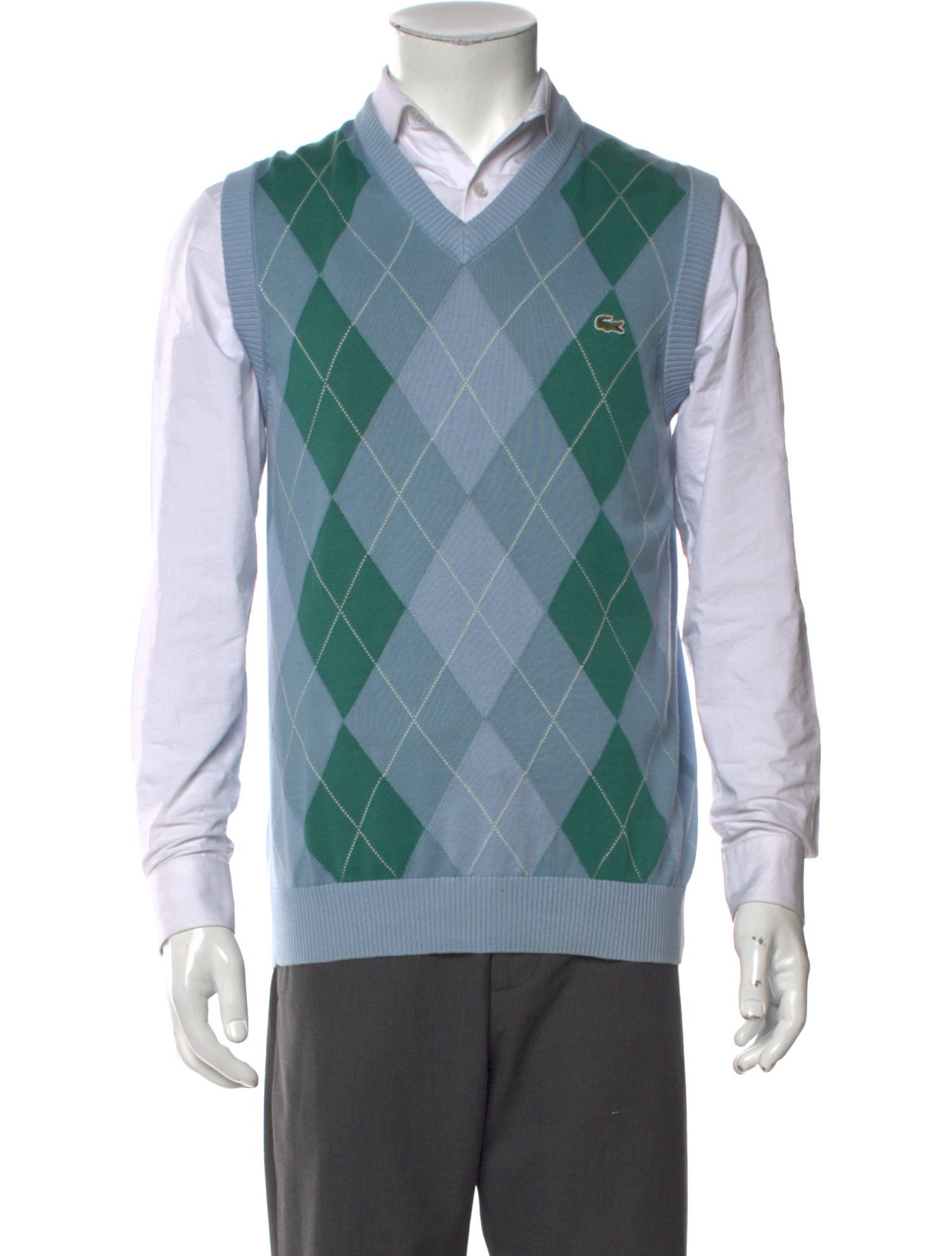 Lacoste Plaid Print V-Neck Sweater Vest