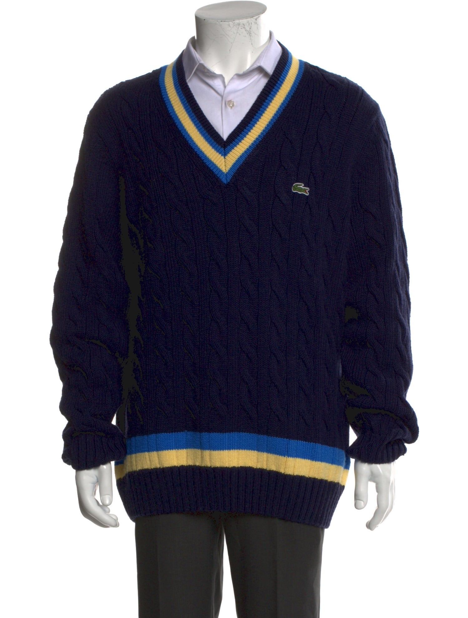 Lacoste Striped V-Neck Cardigan