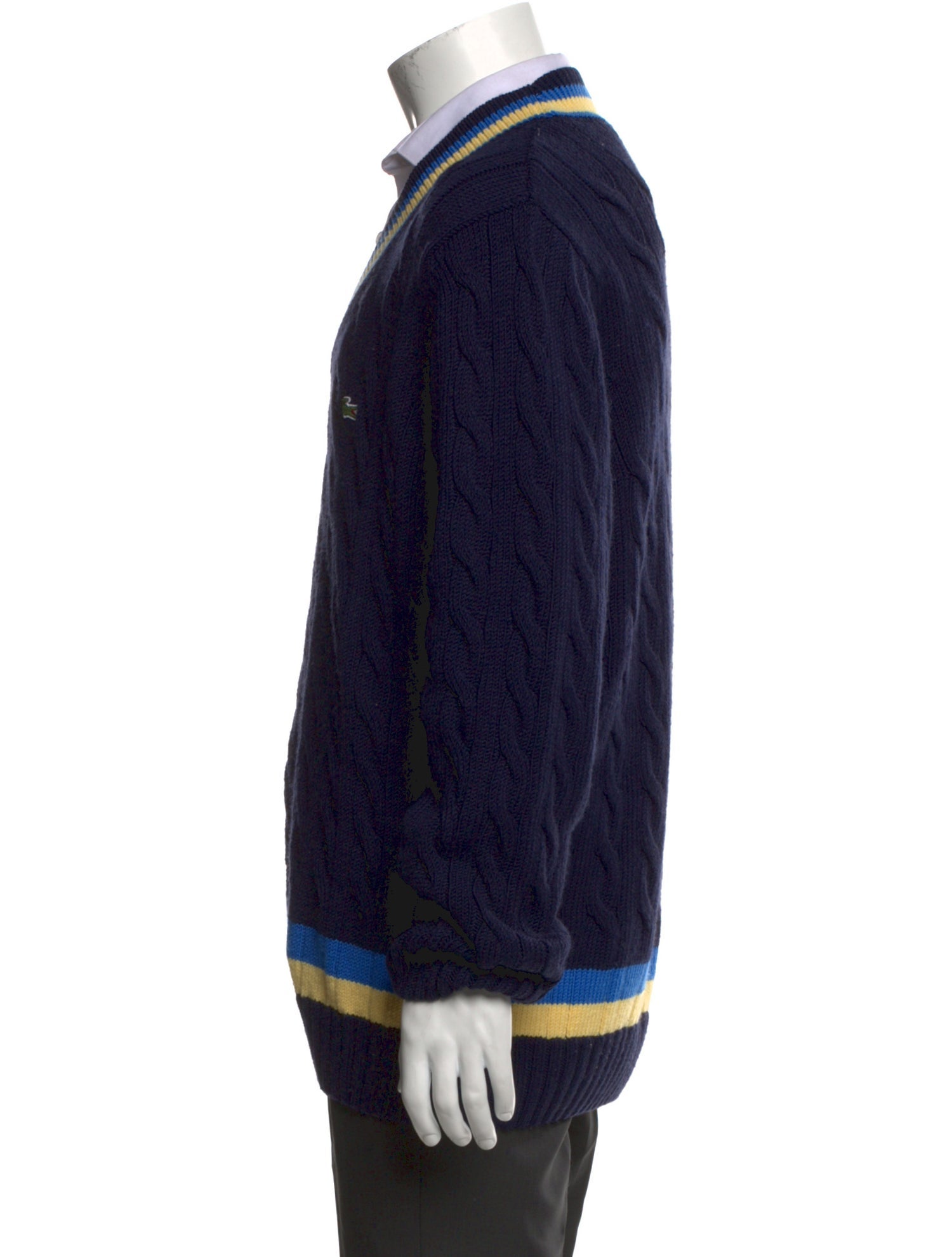 Lacoste Striped V-Neck Cardigan