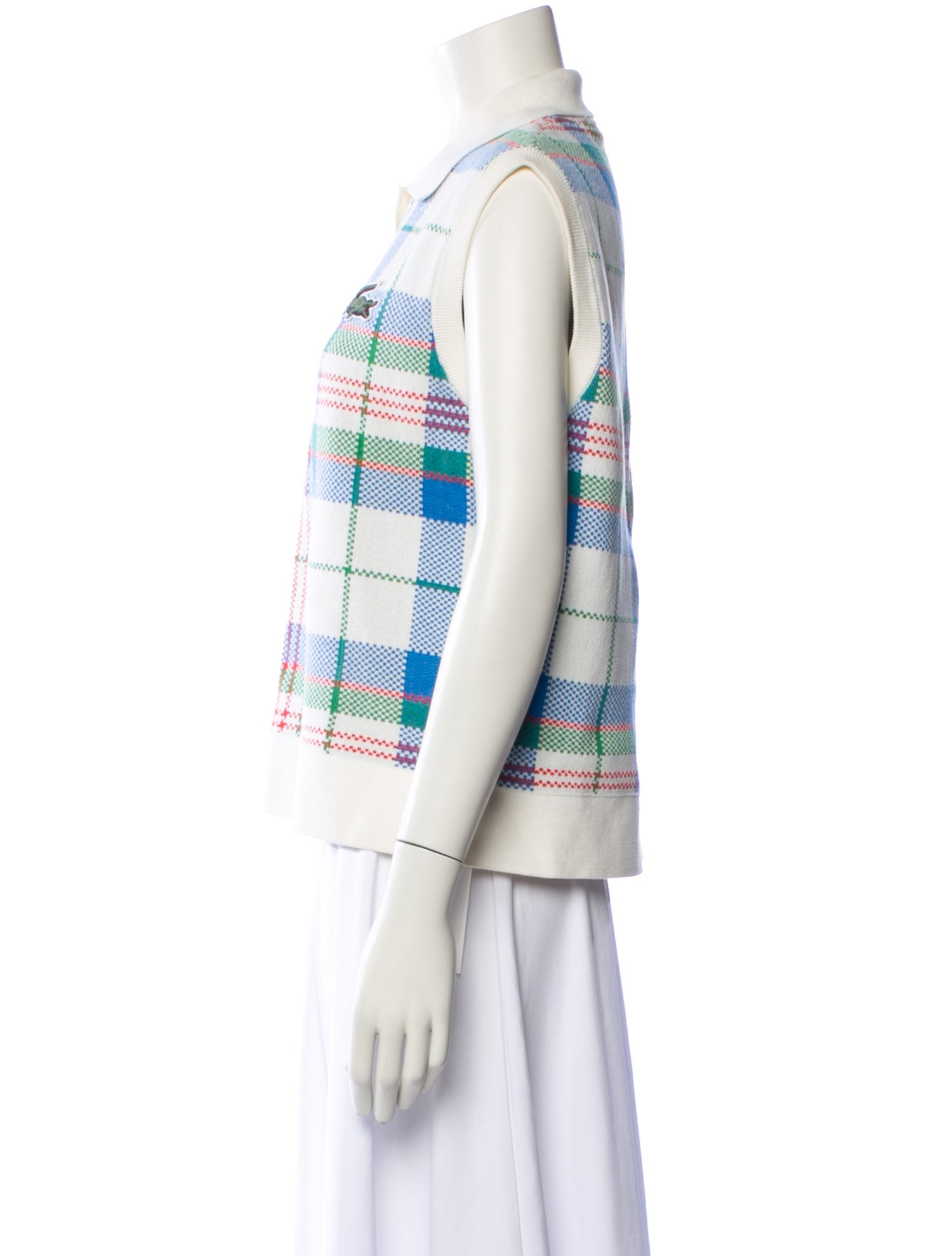 Lacoste Plaid Print Crew Neck Sweater