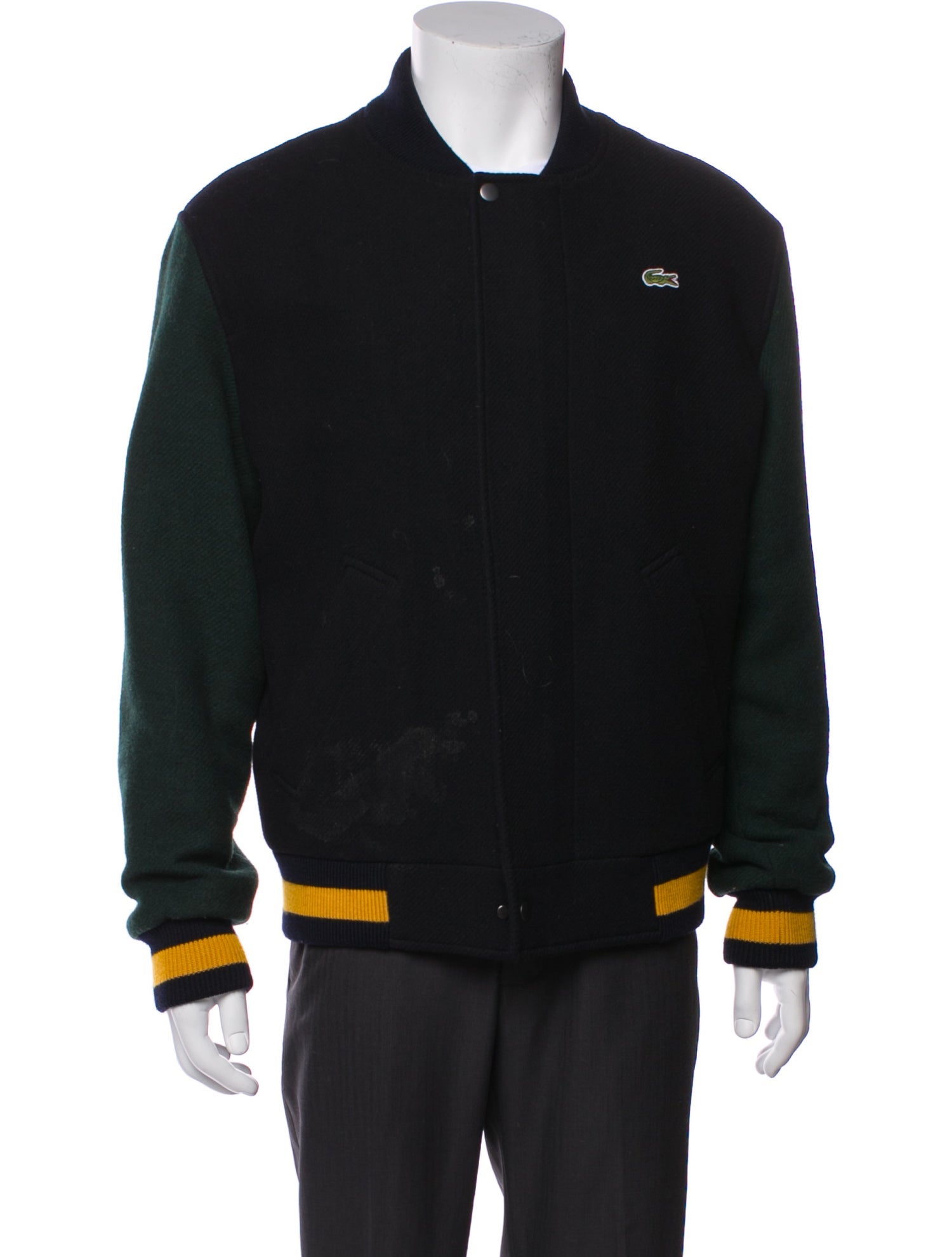 Lacoste Wool Striped Bomber Jacket