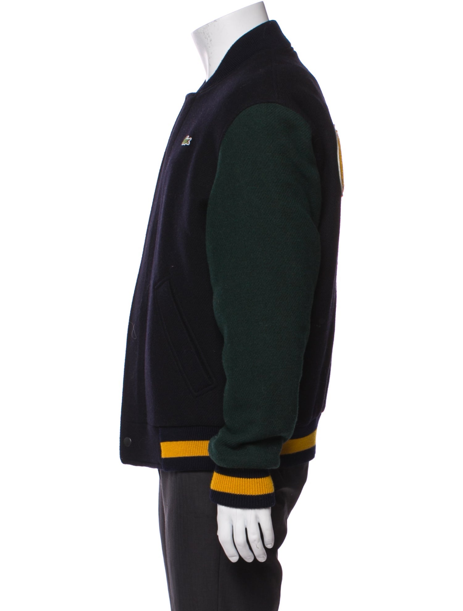 Lacoste Wool Striped Bomber Jacket