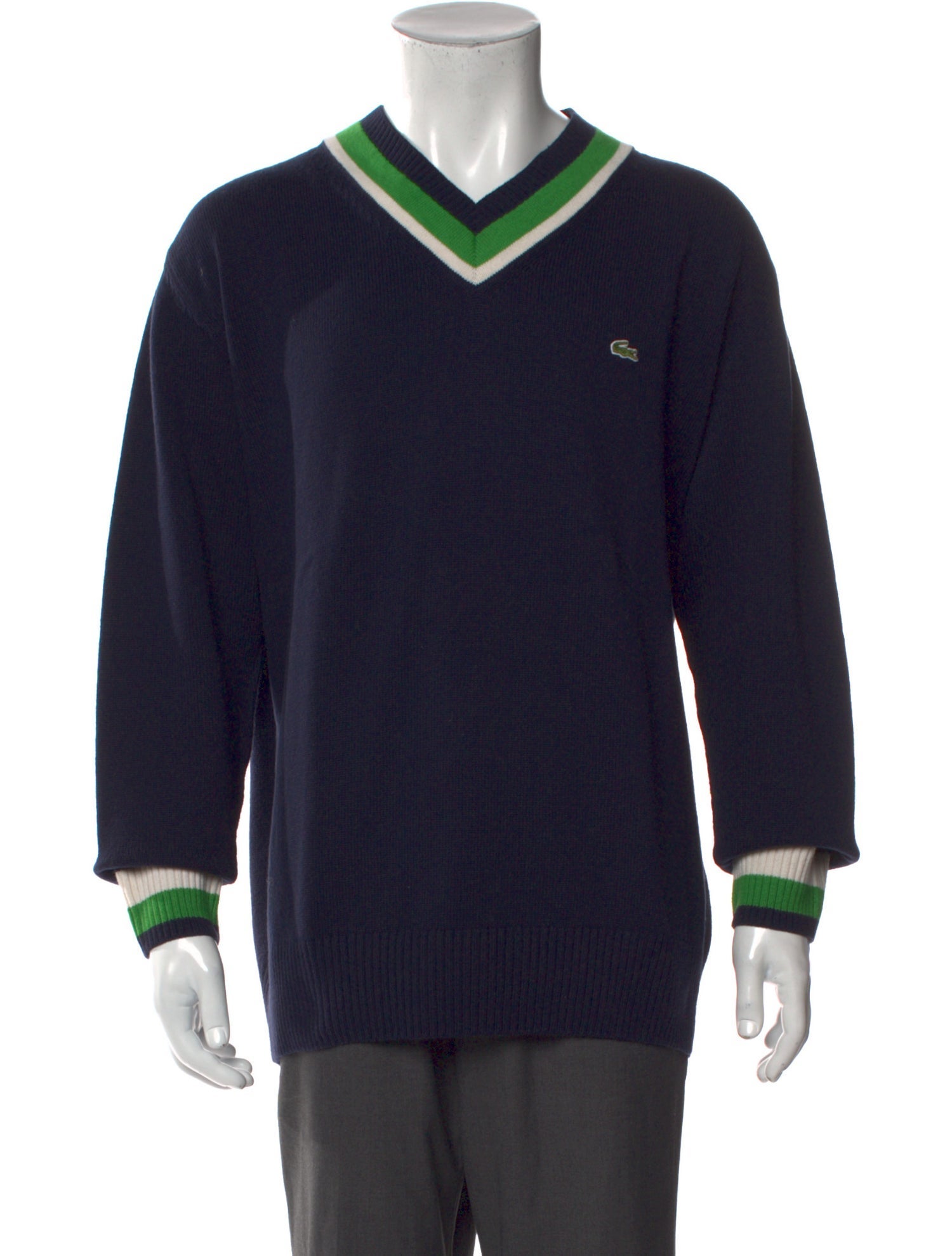 Lacoste Striped V-Neck Pullover