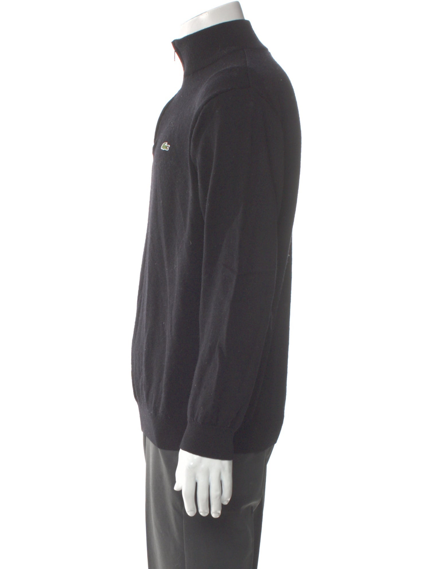 Lacoste Wool Mock Neck Polo Sweater