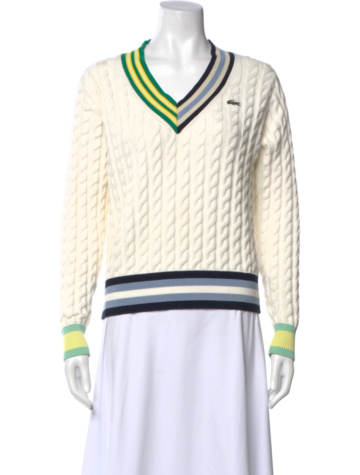 Lacoste Striped V-Neck Sweater