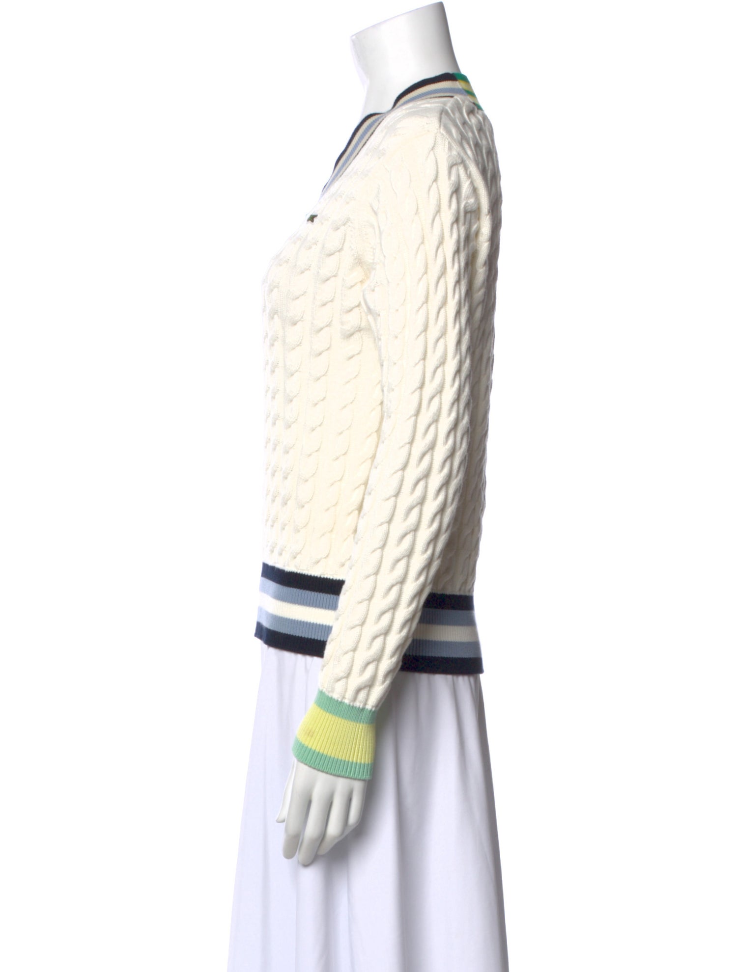 Lacoste Striped V-Neck Sweater
