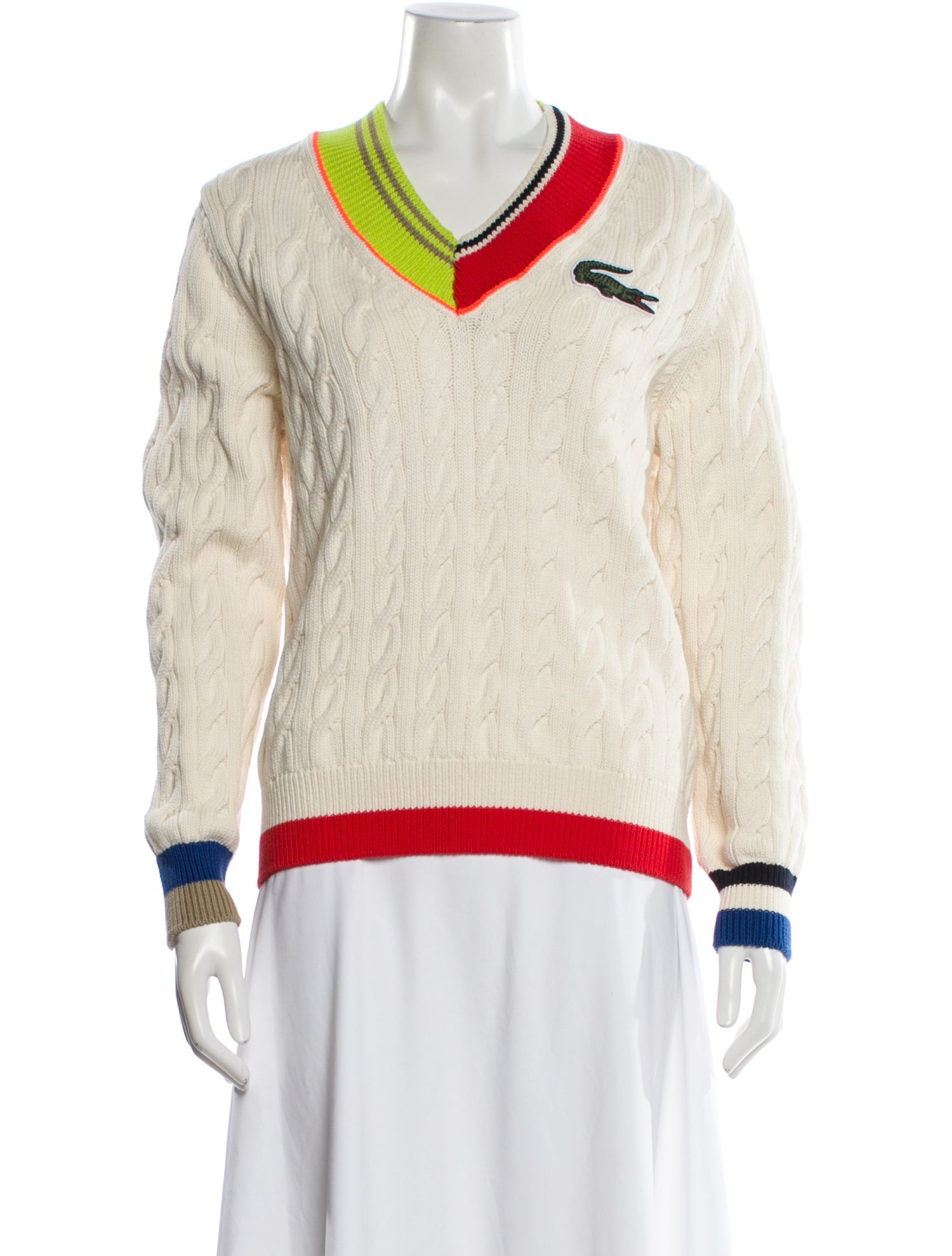 Lacoste Striped V-Neck Sweater