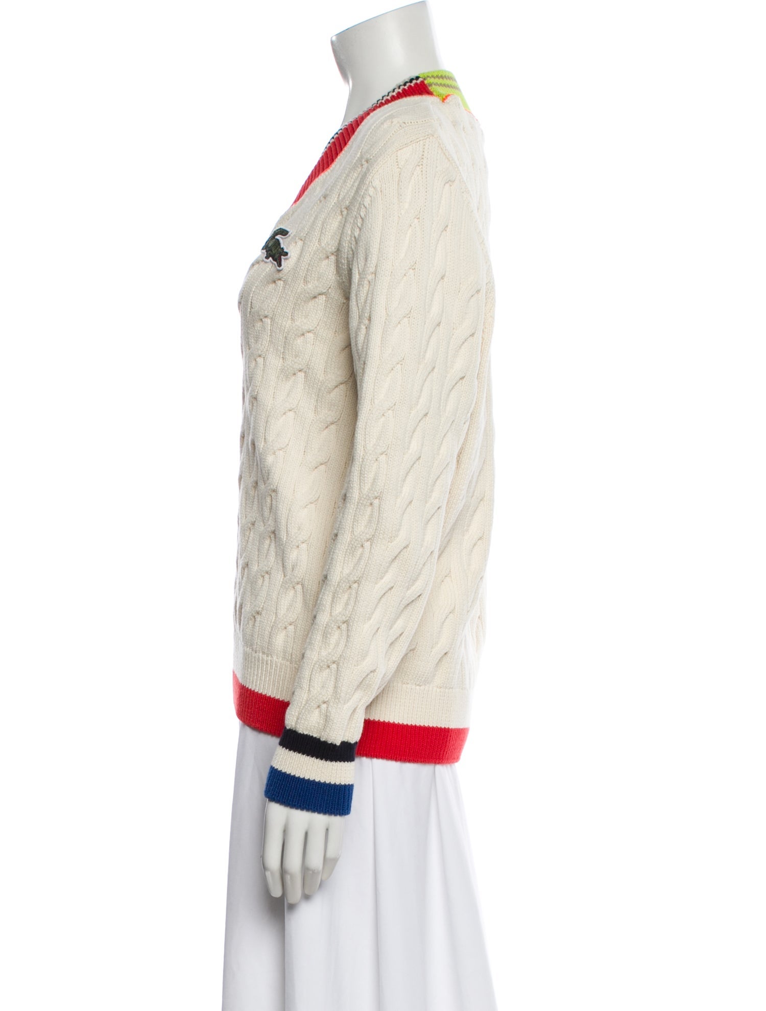 Lacoste Striped V-Neck Sweater