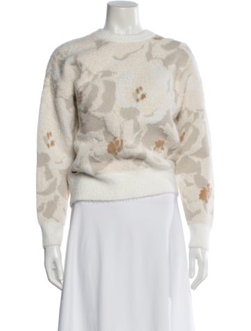 Pre-owned Lacoste Floral Print Crew Neck Sweater In Neutral