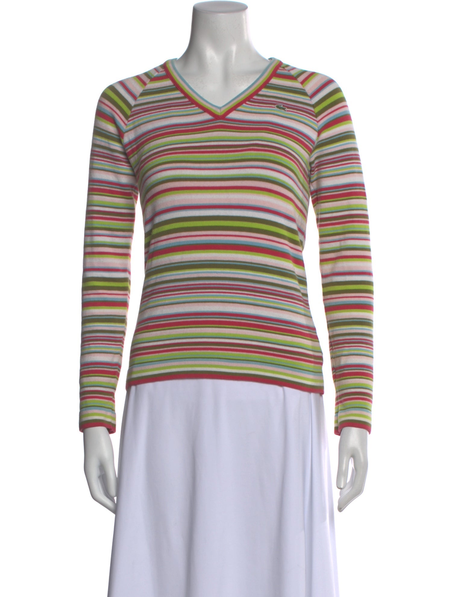 Lacoste Striped V-Neck Sweater