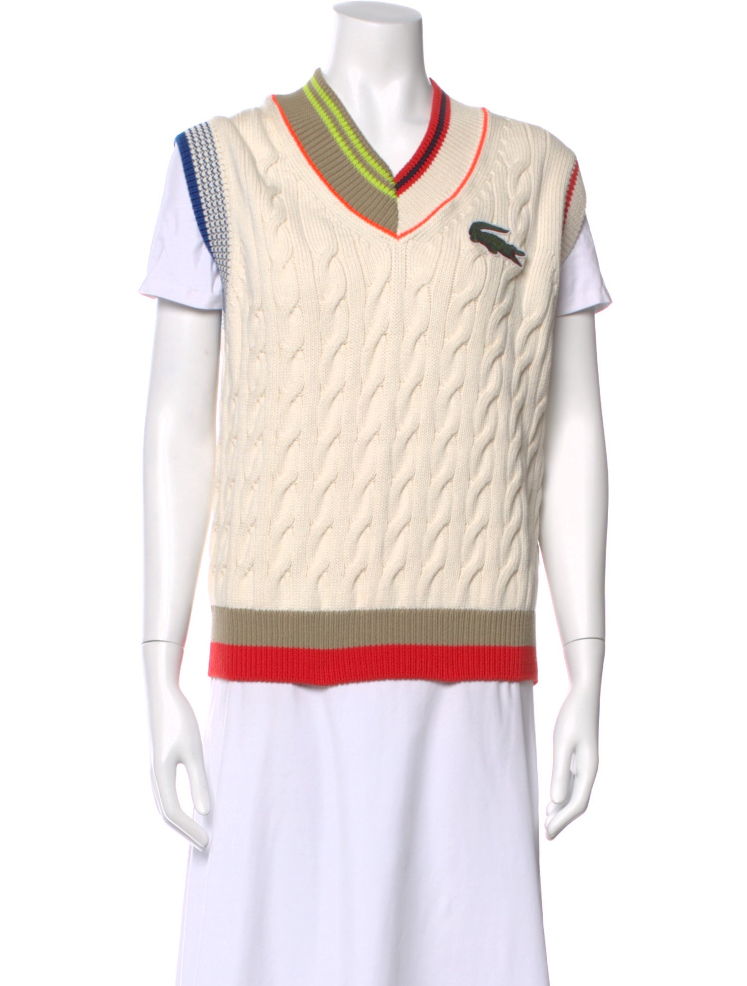 Lacoste Striped V-Neck Sweater