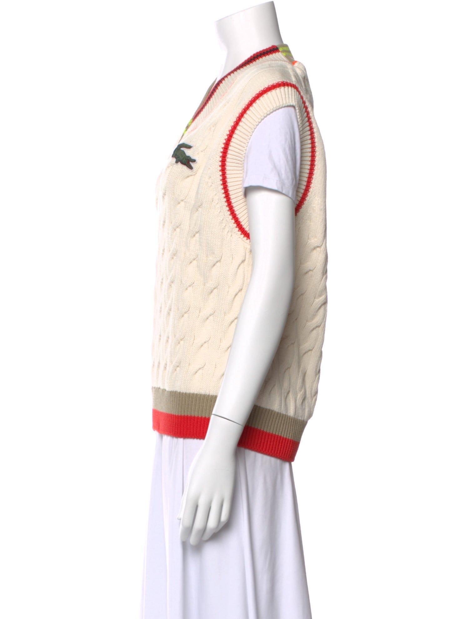 Lacoste Striped V-Neck Sweater