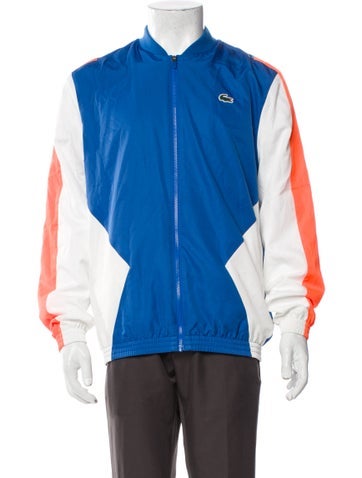 Pre-owned Lacoste Colorblock Pattern Windbreaker In Blue