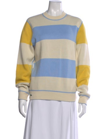 Pre-owned Lacoste Striped Crew Neck Sweater In Neutral