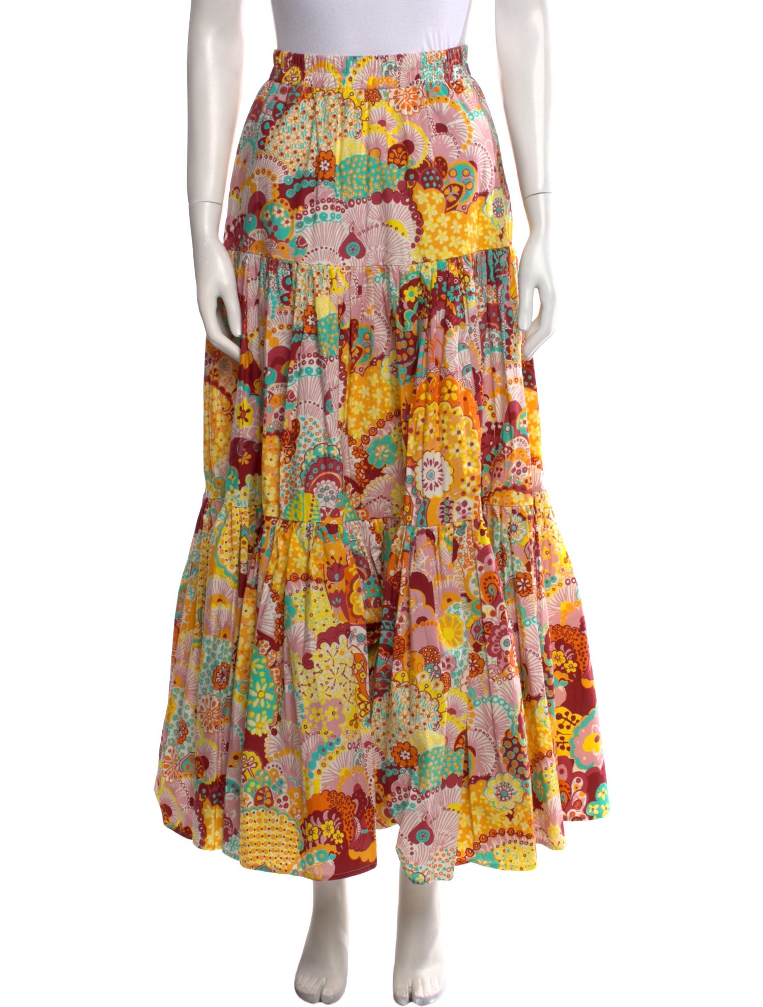 La DoubleJ Floral Print Midi Length Skirt