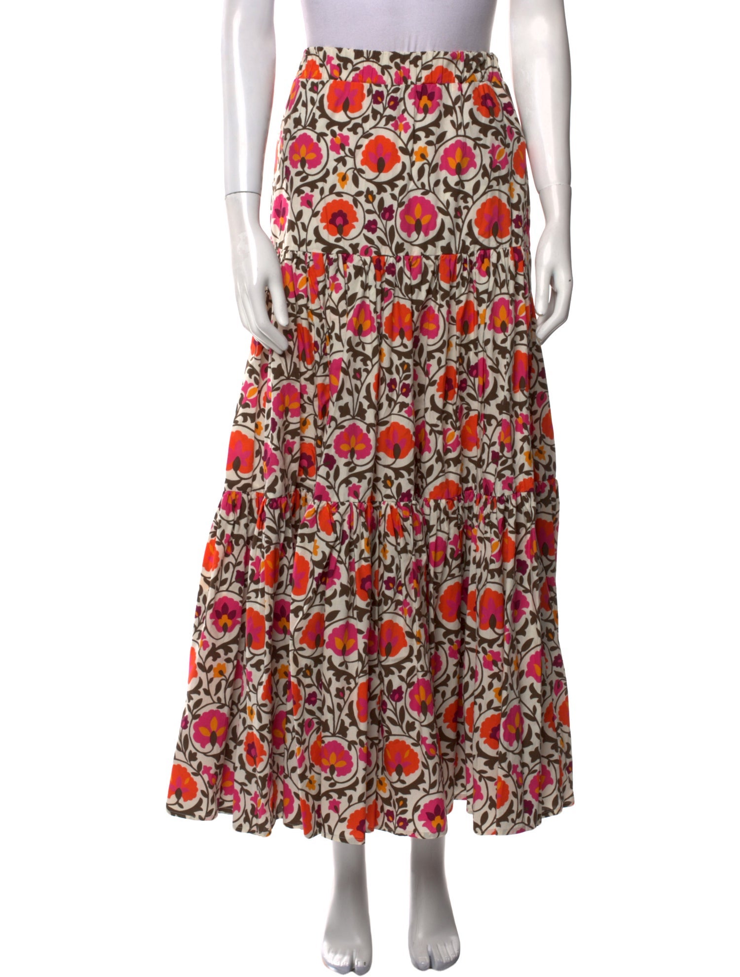 La DoubleJ Floral Print Midi Length Skirt