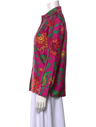 La DoubleJ Silk Floral Print Button-Up Top