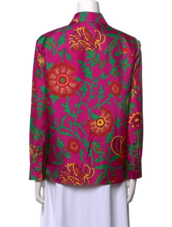 La DoubleJ Silk Floral Print Button-Up Top
