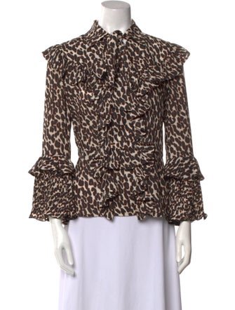 La DoubleJ Printed Mock Neck Blouse