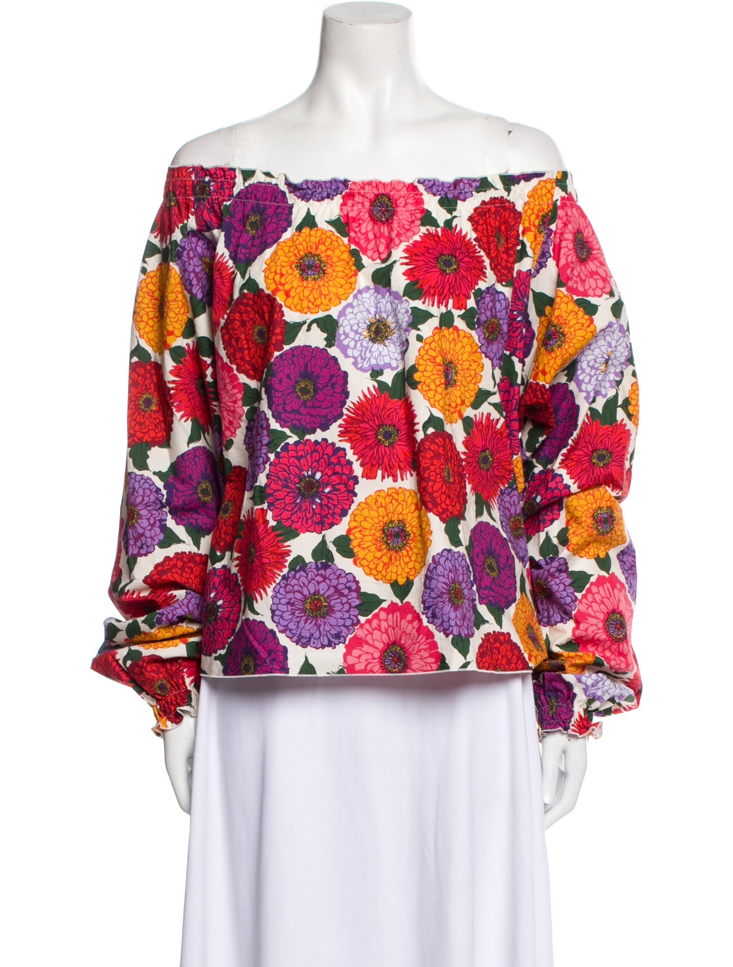 La DoubleJ Floral Print Off-The-Shoulder Blouse