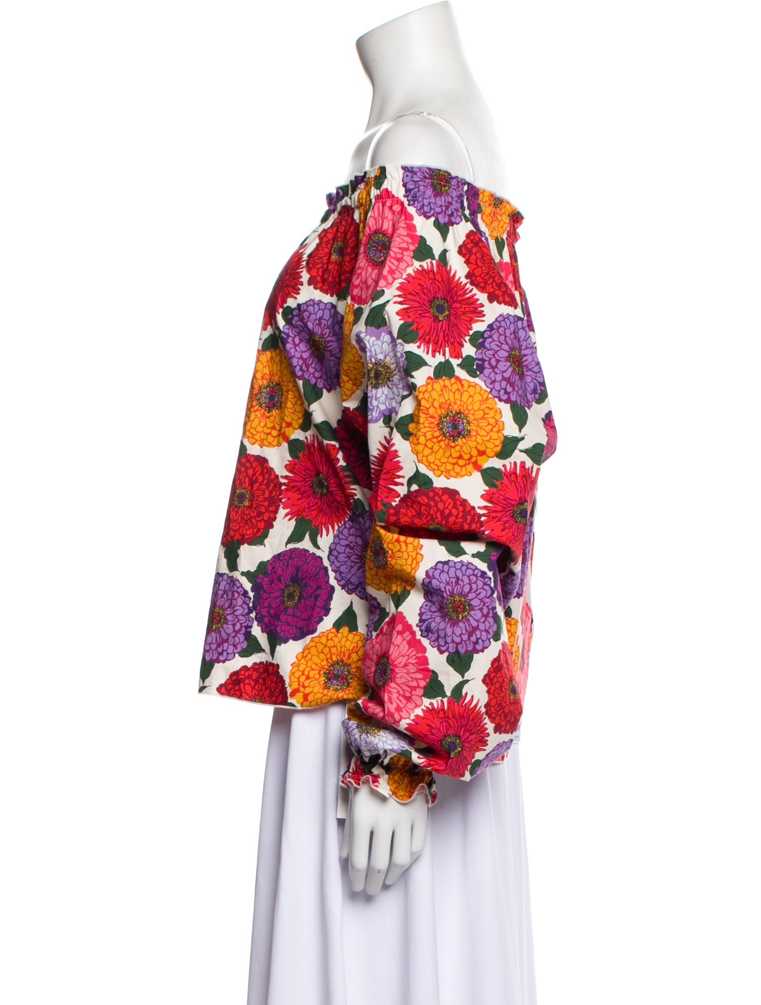 La DoubleJ Floral Print Off-The-Shoulder Blouse