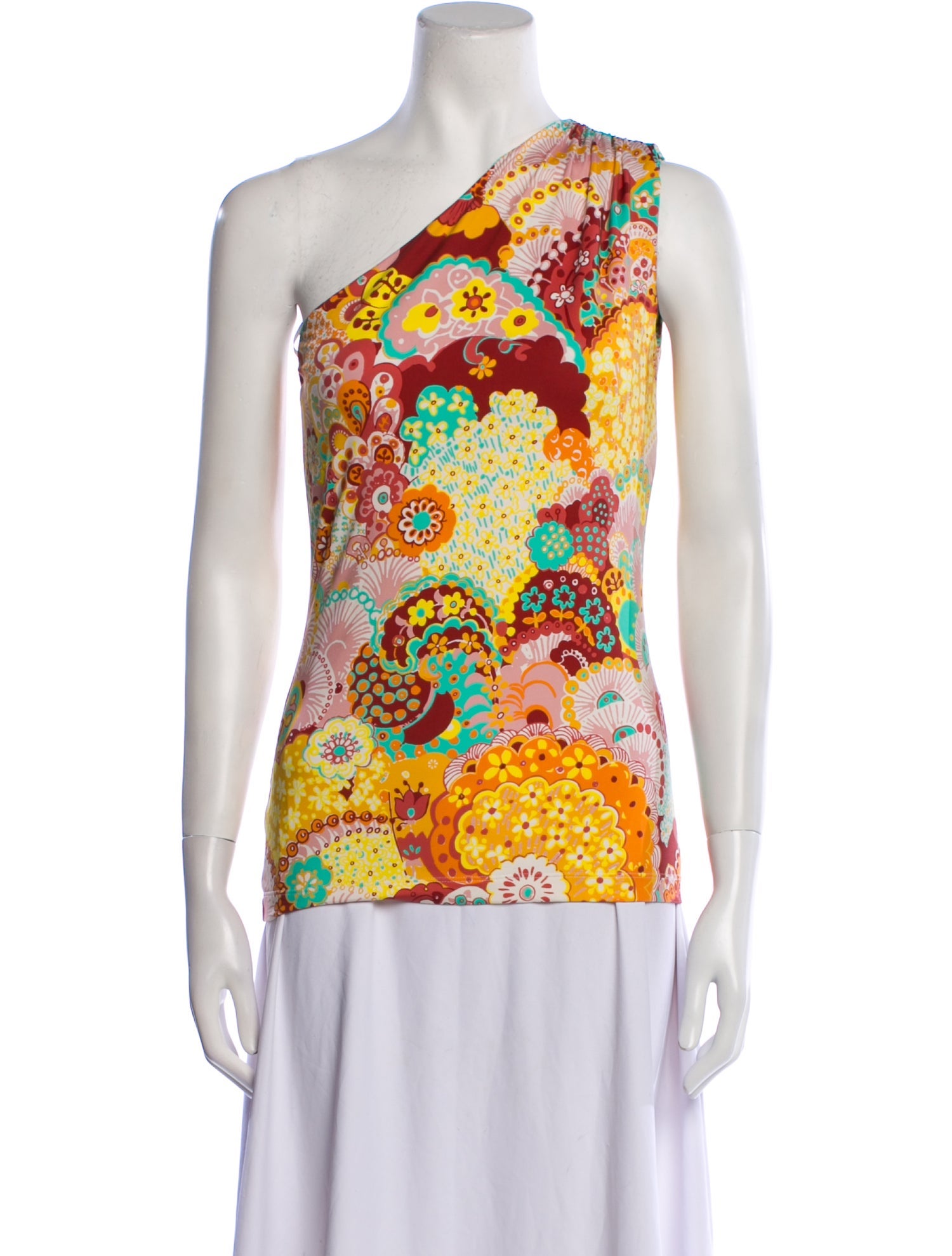 La DoubleJ Floral Print One-Shoulder Top