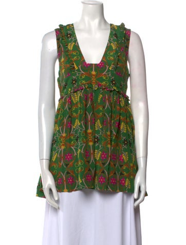 La DoubleJ Tops Silk Floral Print Blouse S
