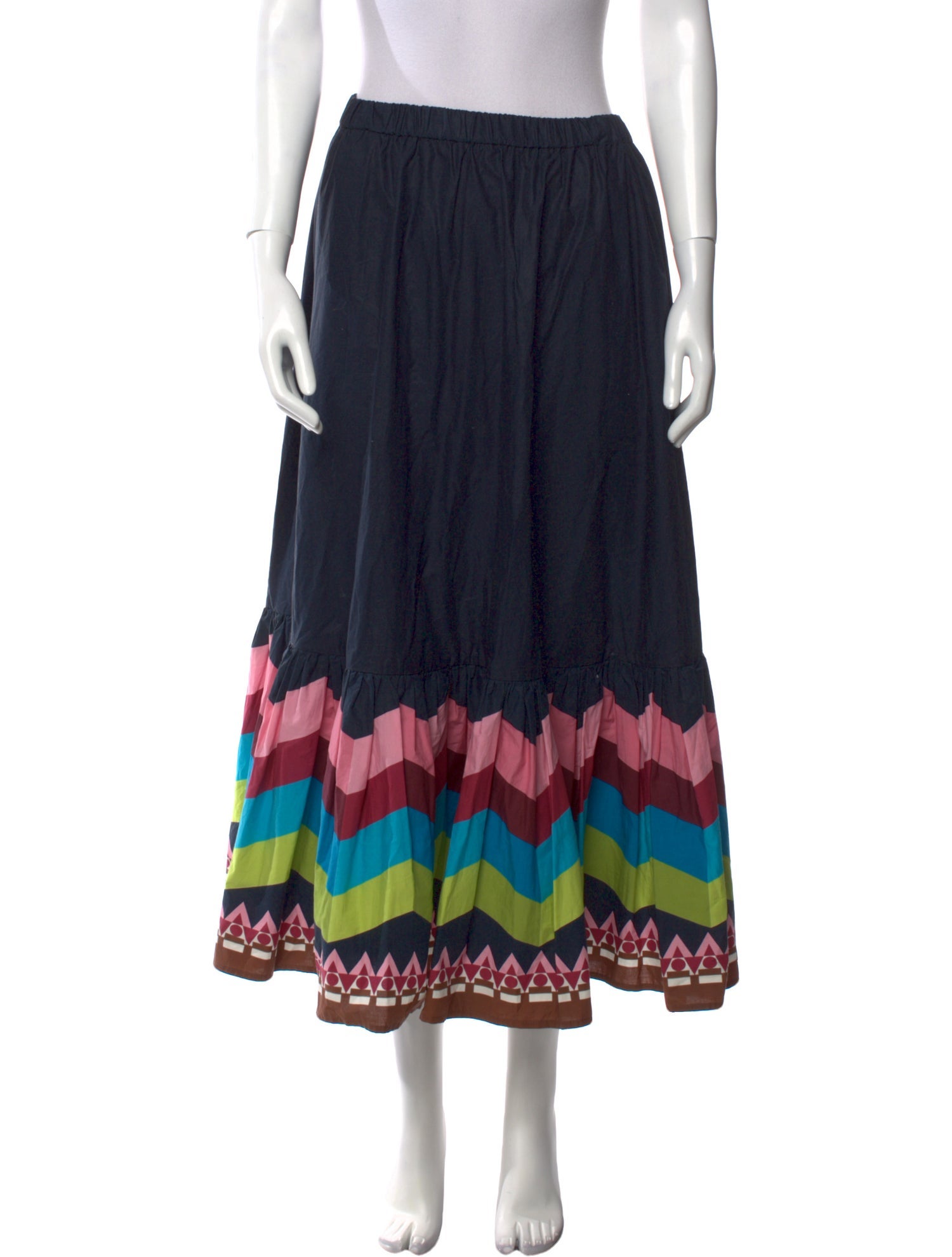 La DoubleJ Striped Midi Length Skirt