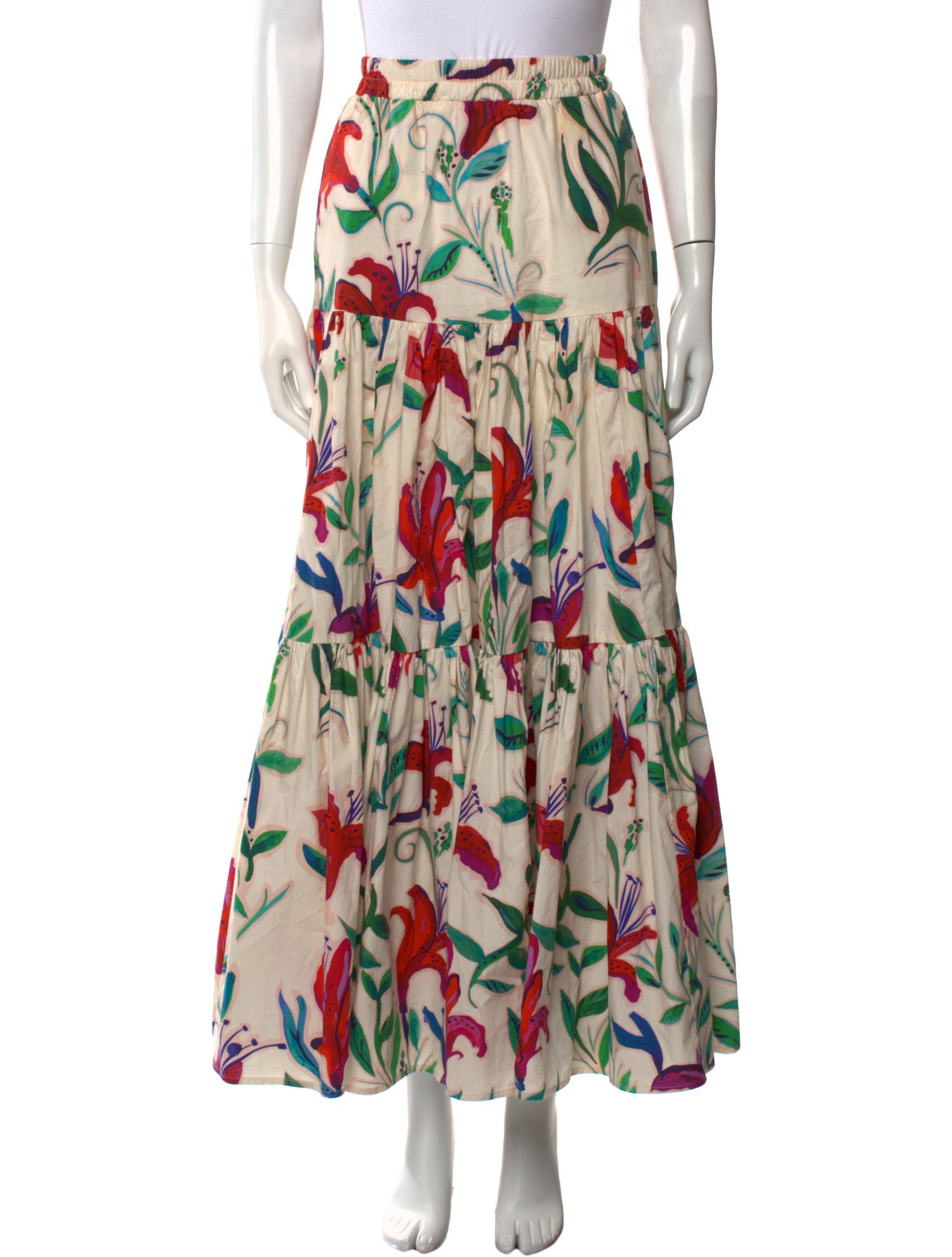 La DoubleJ Floral Print Midi Length Skirt