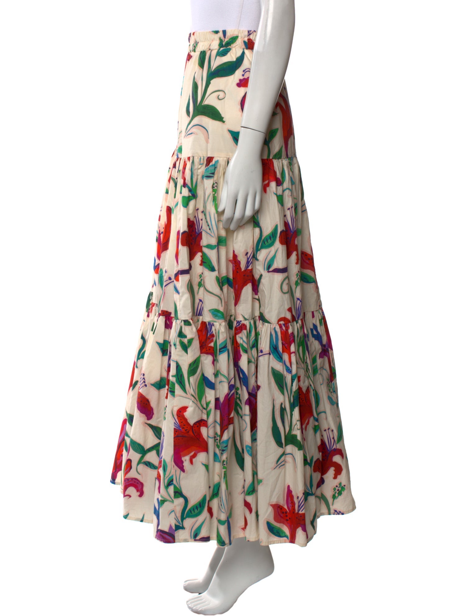 La DoubleJ Floral Print Midi Length Skirt