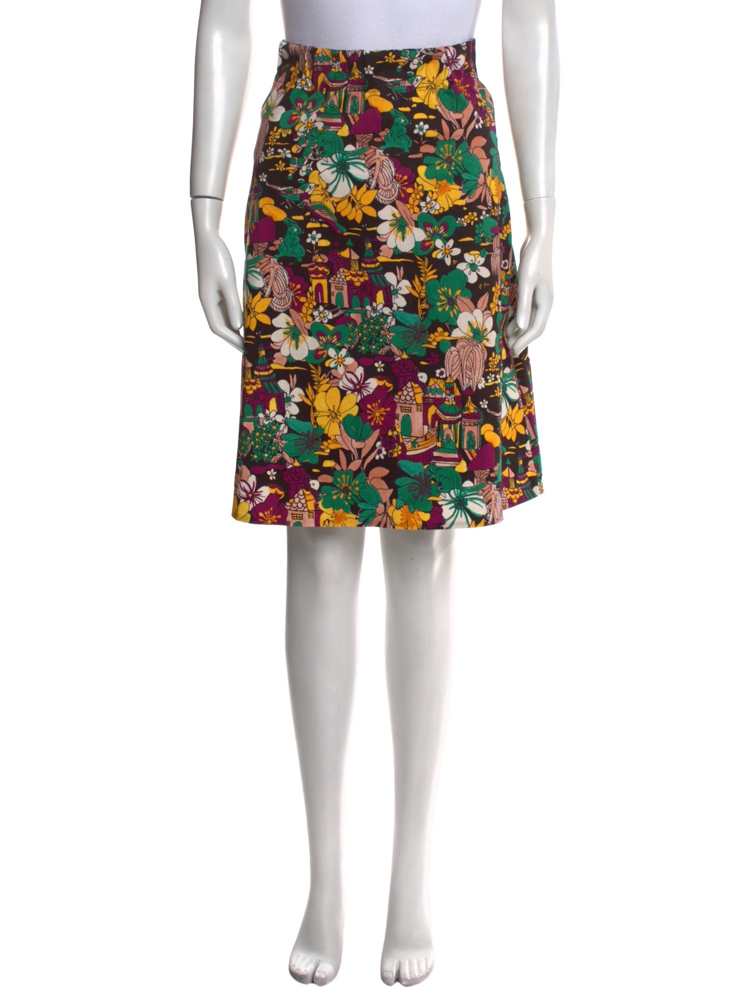 La DoubleJ Floral Print Knee-Length Skirt