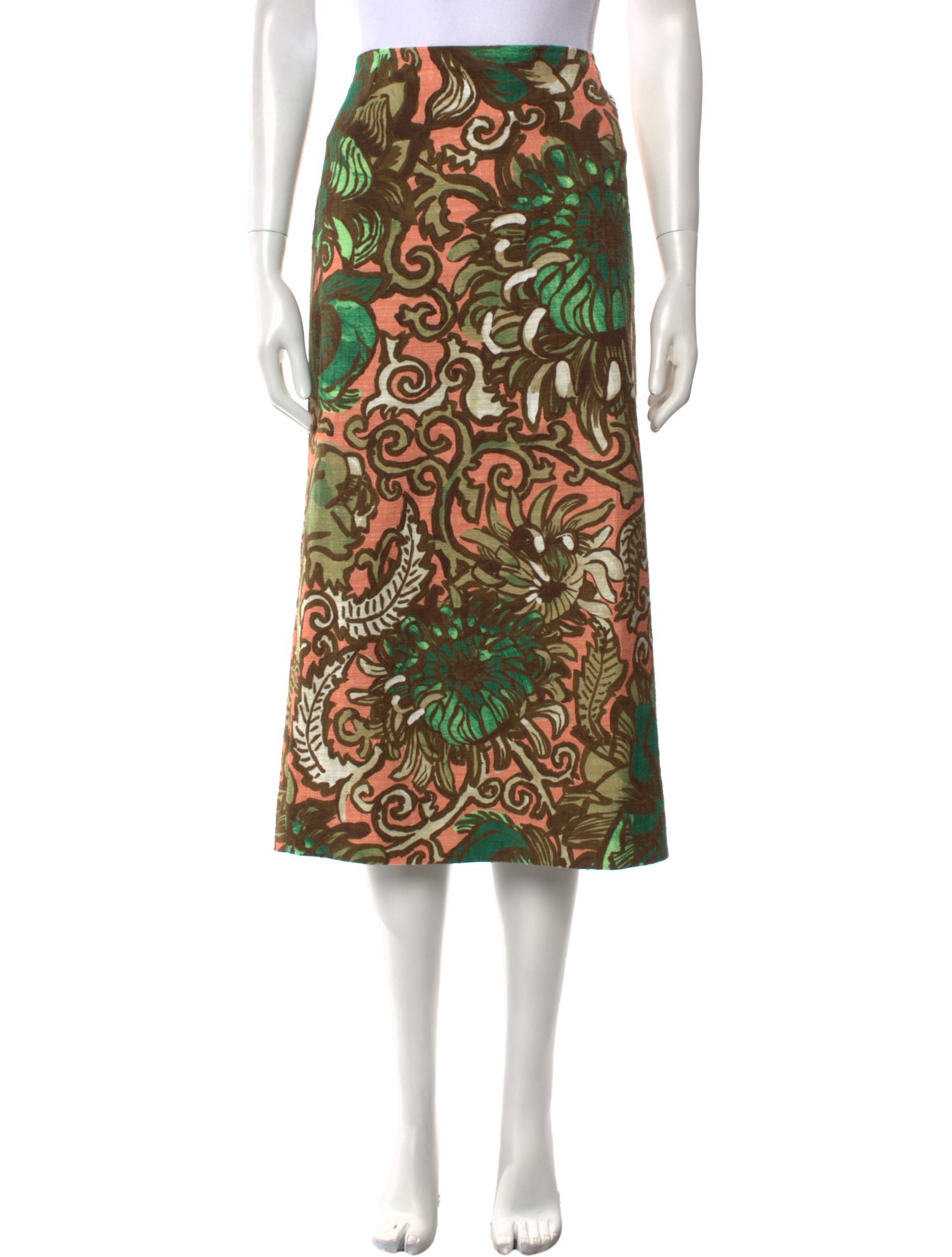 La DoubleJ Floral Print Midi Length Skirt